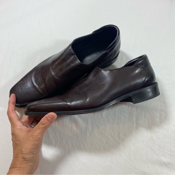 Donald PLINER LOAFERS Men's Brown Leather Shoes Made In Italy - Picture 4 of 12